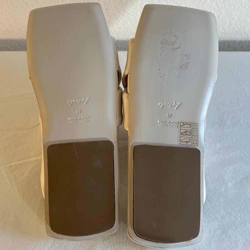 New Marsèll Flat Leather Slides Ivory Calfskin Leather Size IT 37 US 7 - Picture 8 of 10